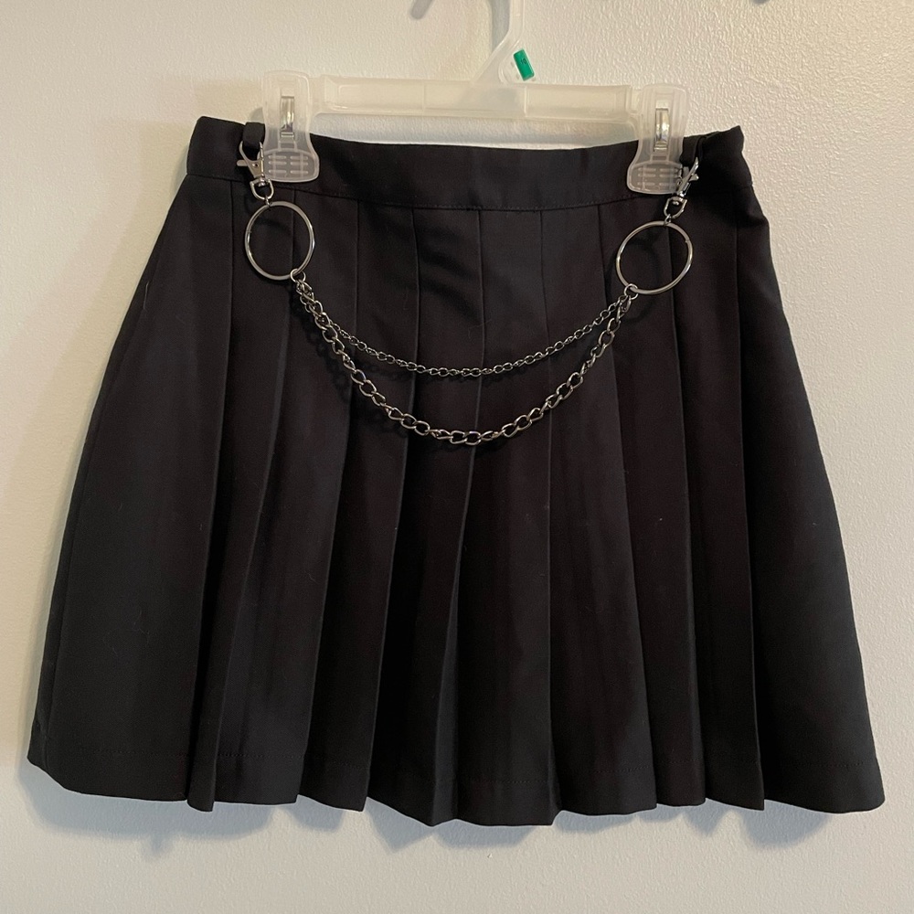 Urban Outfitters black pleaded skirt with chain.